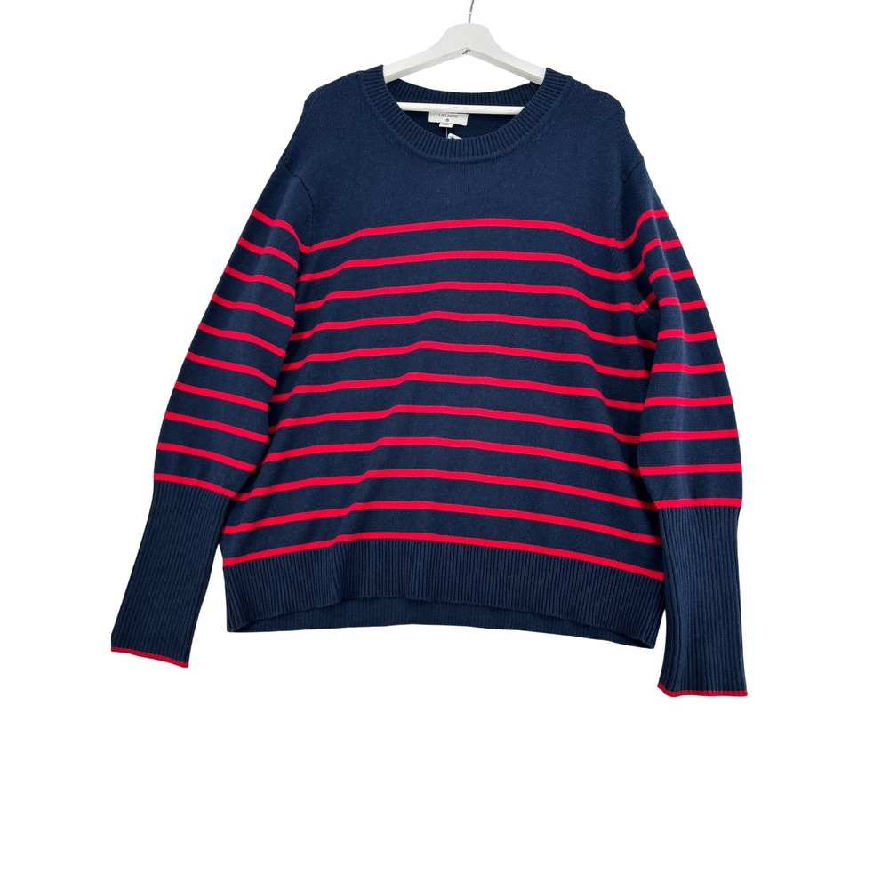 La Ligne x Target Striped Sweater Womens 1X Navy Blue Red Crewneck Knit